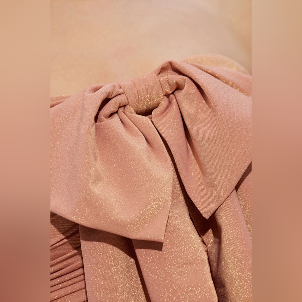 ZIMMERMANN Coco Metallic Drape Bow One-Piece Swimsuit -Shell Pink Sz: 1 (US 4-6) - Picture 6 of 12